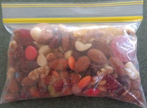 trail mix packaged in zip lock bag